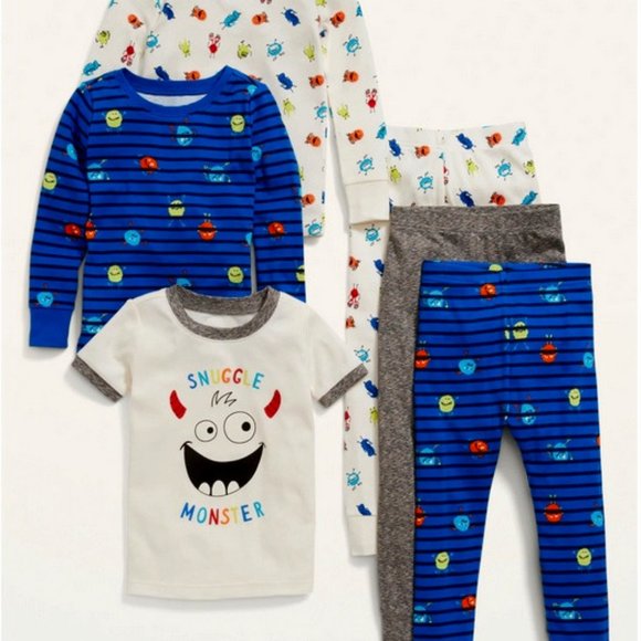 NWT 5T 5 4t 3t boy girl SNUGGLE MONSTER rainbow Old Navy pajamas 6P Bundle pride - Picture 1 of 12